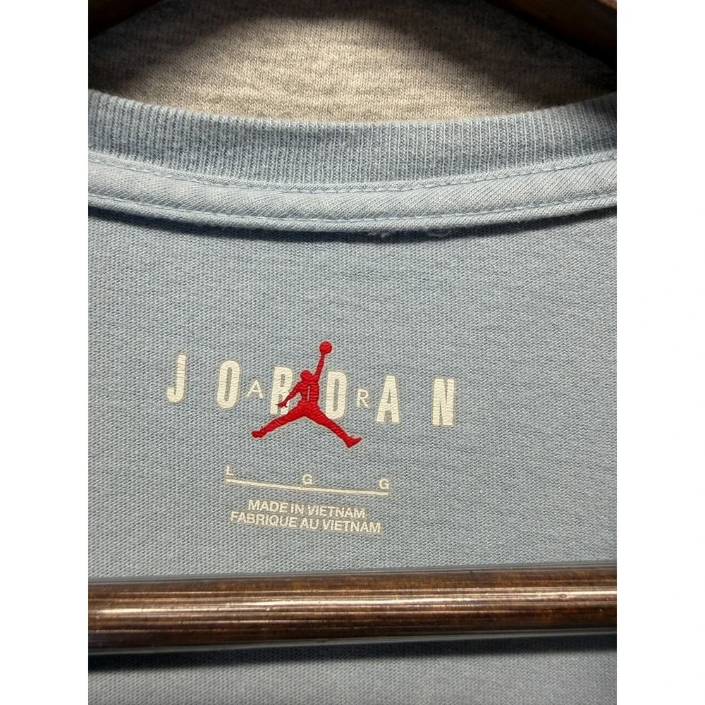 Air Jordan Flight MVP T Shirt Mens Large Light Blue Graphic Script Spellout Logo